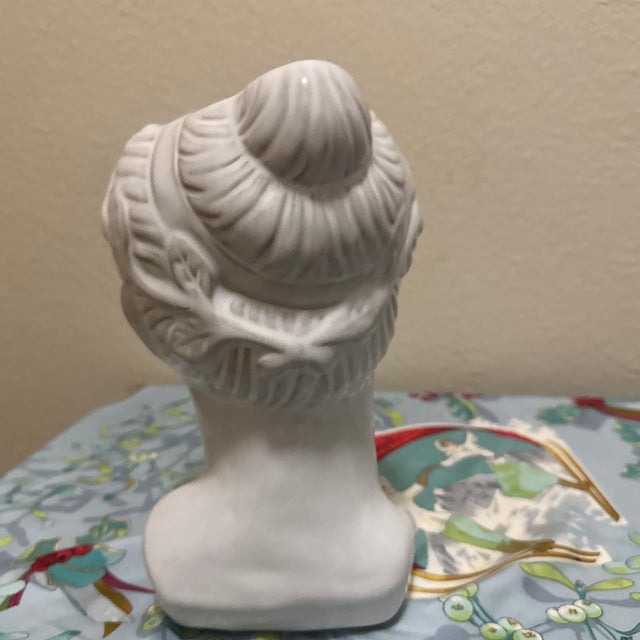 2010s Contemporary White Glossy Ceramic Female Bust Planter Vase For Sale - Image 5 of 7