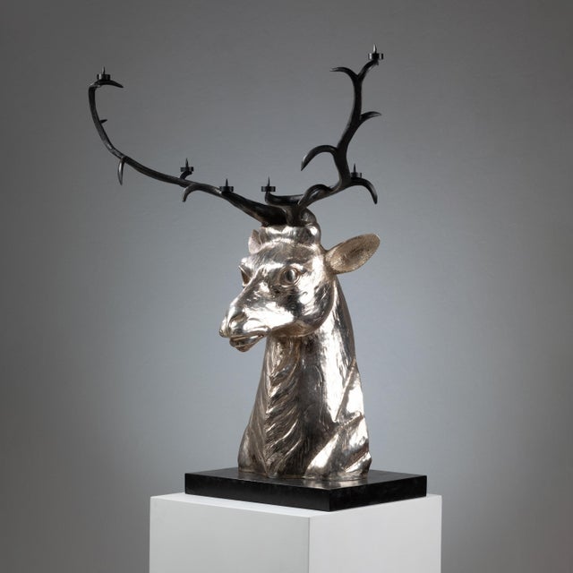 Silver-Plated Metal Candlestick, 1970s For Sale - Image 3 of 6