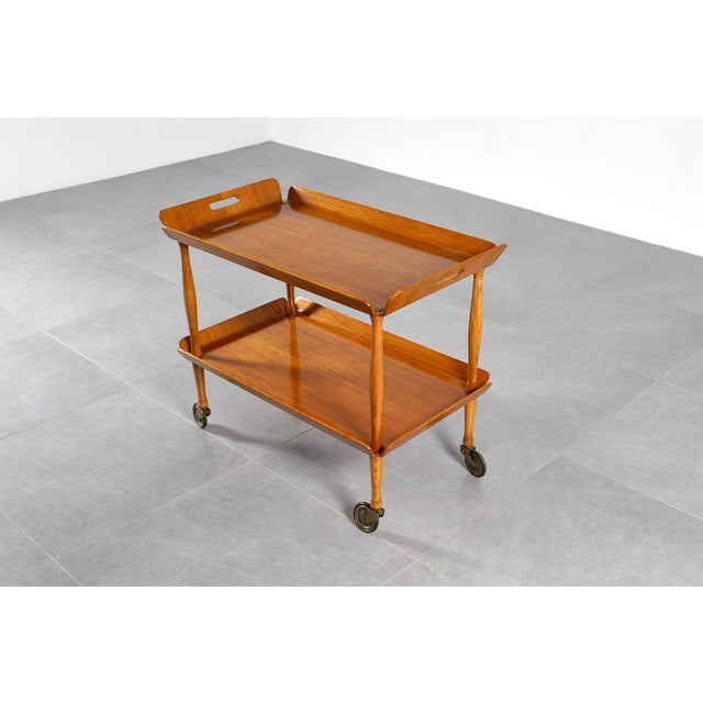 Wood Vintage Italian Serving Cart in Bent Plywood, 1950s For Sale - Image 7 of 18