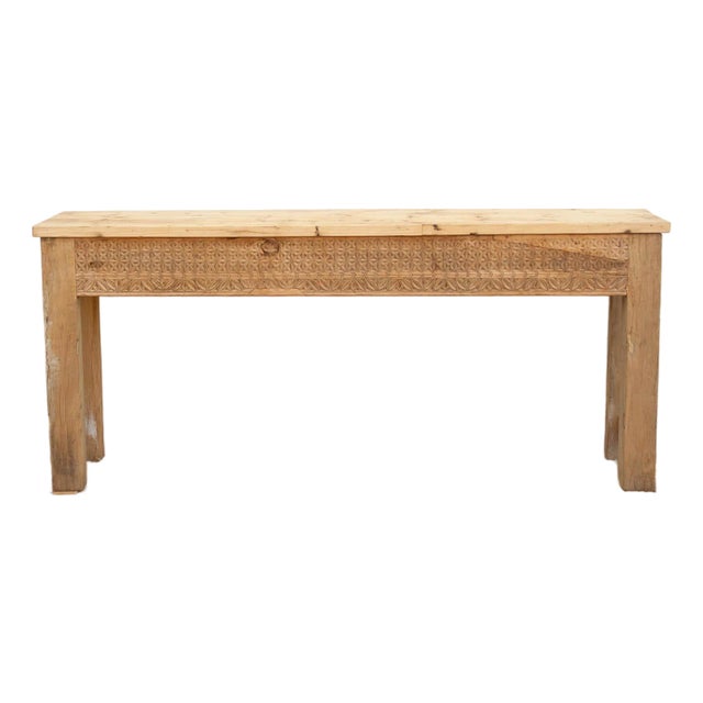 Antique Rajasthani Carved Beam Console Table For Sale