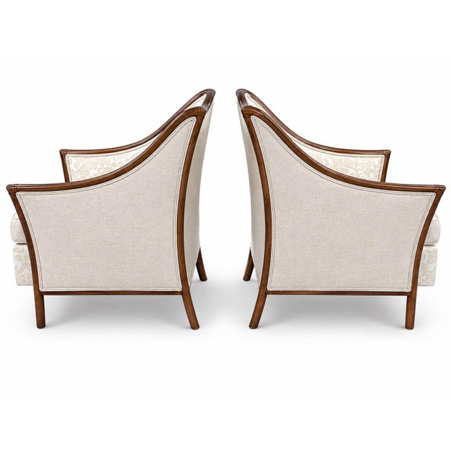 McGuire McGuire Style Rattan Armchairs, Walnut Finish and Neutral Upholstery, a Pair For Sale - Image 4 of 8