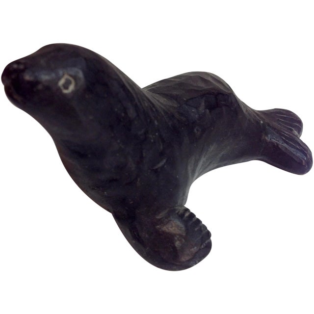 Alaskan Black Stone Seal Carving For Sale