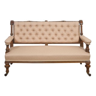 19th Century Walnut and Fabric Settee For Sale
