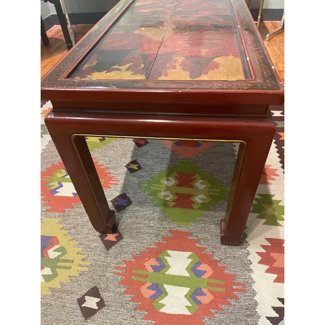 Burgundy 19th Century Chinese Coromandel Screen Drinks Table For Sale - Image 8 of 11