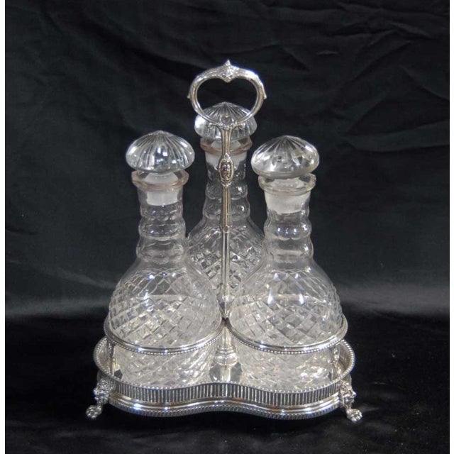 Cut Glass and Silver-Plated Decanter with Tantalus, Set of 3 For Sale - Image 13 of 13