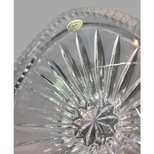 Glass Vintage 24% Lead Crystal Candy Dish Bowl Hand Cut For Sale - Image 7 of 9