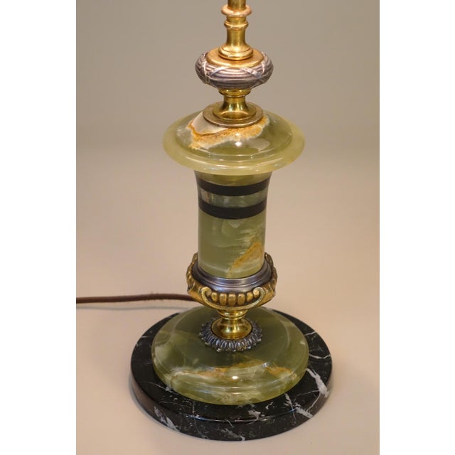 1920s Elaborate French Empire Neoclassic Green Onyx Black Marble Bronze/Brass Table Lamp For Sale In Los Angeles - Image 6 of 12
