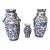 Large 14" Vintage Chinoiserie Blue & White Lotus Vases With Foo Dog Handles – Pair For Sale