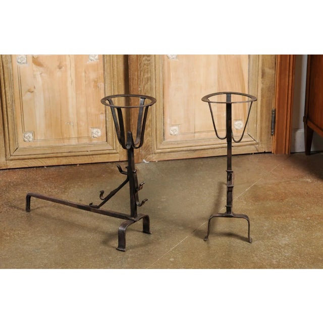 Metal French 1870s Napoléon III Period Andirons with Circular Tops - a Pair For Sale - Image 7 of 13