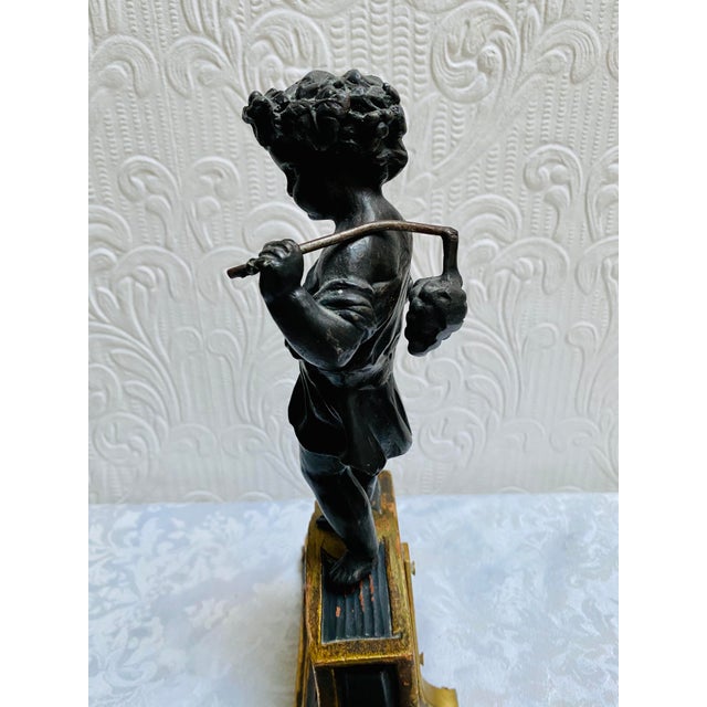 Late 19th Century Antique Boy Harvester Bronze on Hand Painted Stand For Sale - Image 6 of 13