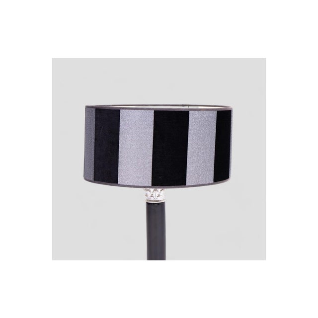 Vintage Table Lamp with Black and Grey Fabric Shade For Sale - Image 4 of 5