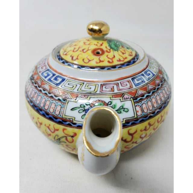 Vintage Teapot - Yellow Famille Rose With Dragons - Hong Kong - China For Sale - Image 4 of 11