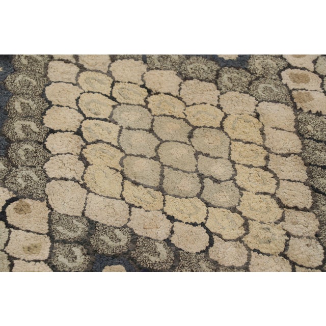 Antique Hooked Rug in Blue With Cream Geometric Patterns, From Rug & Kilim For Sale In New York - Image 6 of 8