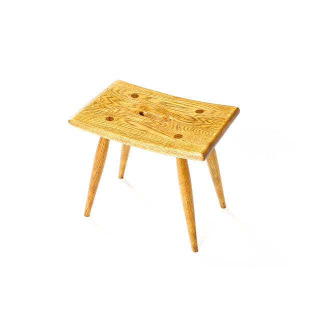 Wood Danish Modern Mid Century Vintage White Oak Milking Stool — British Oak For Sale - Image 7 of 10