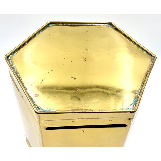 Vintage English Brass Hexagonal Jardiniere Planter For Sale In Houston - Image 6 of 8
