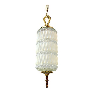Art Deco Frosted and Clear Glass Pendant For Sale