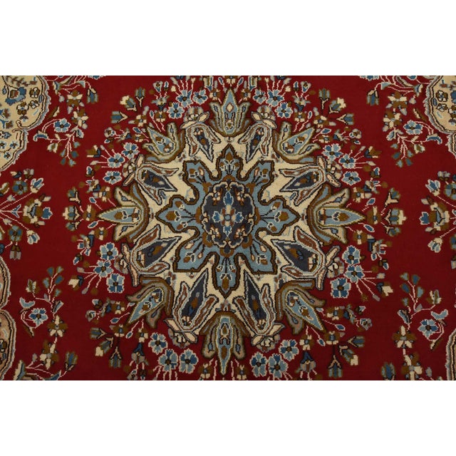 Kerman Rug 7’10” X 11’4” Red Wool Vintage Traditional Hand-Knotted Carpet For Sale In Philadelphia - Image 6 of 15