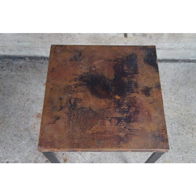 Copper Mid Century Copper & Iron Modern Side Table Plant Sculpture Stand For Sale - Image 8 of 12