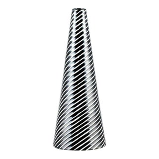 Stig Lindberg Gustavsberg Domino Series Black and White Stoneware Cone Vase, 1950s Swedish Modern For Sale