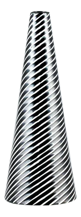 Stig Lindberg Stoneware Conical Vase- Domino Series, Black/White, Gustavsberg, 1954