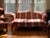 Red Chippendale-Style Camelback Sofa in Red & Gold Striped Damask With Claw-and-Ball Feet For Sale - Image 8 of 10