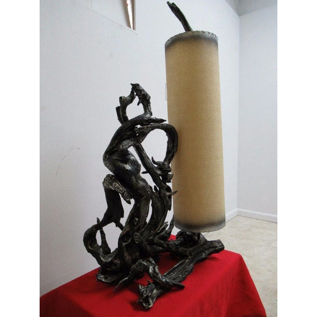 Mid-Century Modern Mid-Century Driftwood Cylinder Table Floor Lamp For Sale - Image 3 of 11