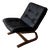 Mid-Century Modern Plywood Chair in Black Leather, 1970s For Sale