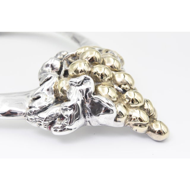 Vintage 1980s Sterling Silver Bib Necklace With Structural Grape Design For Sale - Image 9 of 11
