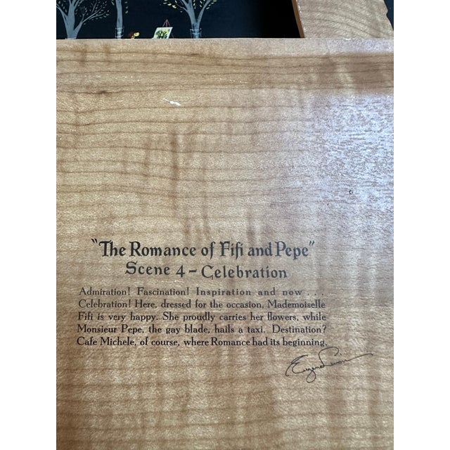 1950s Signed Kentley "The Romance of Fifi and Pepe" Full Set(4) Wooden Tray For Sale In New York - Image 6 of 16