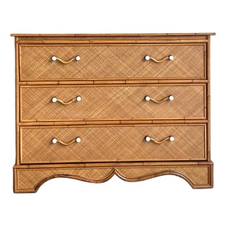 Vintage Boho Pierce Martin Woven Rattan Chest of Drawers For Sale