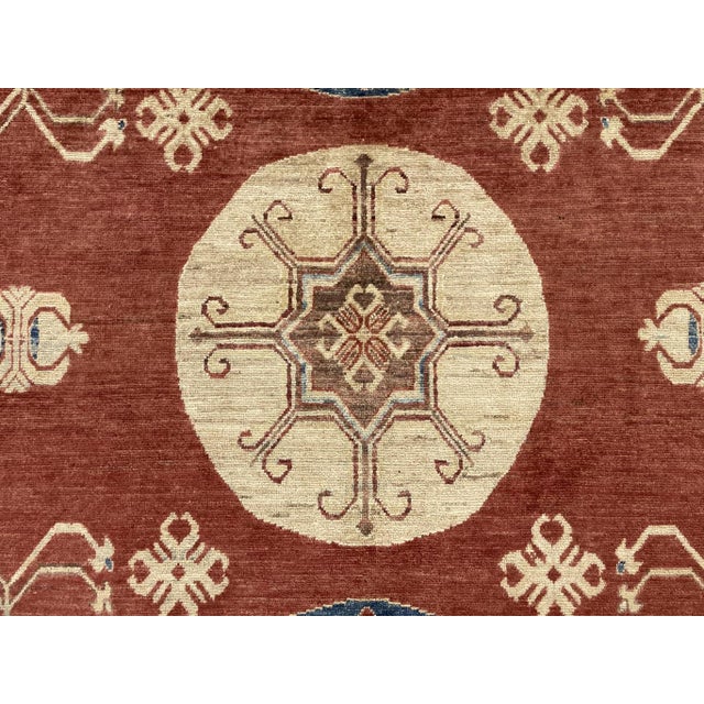 2010s Modern Khotan Designed Wool Rug Handmade in Rust For Sale - Image 5 of 5