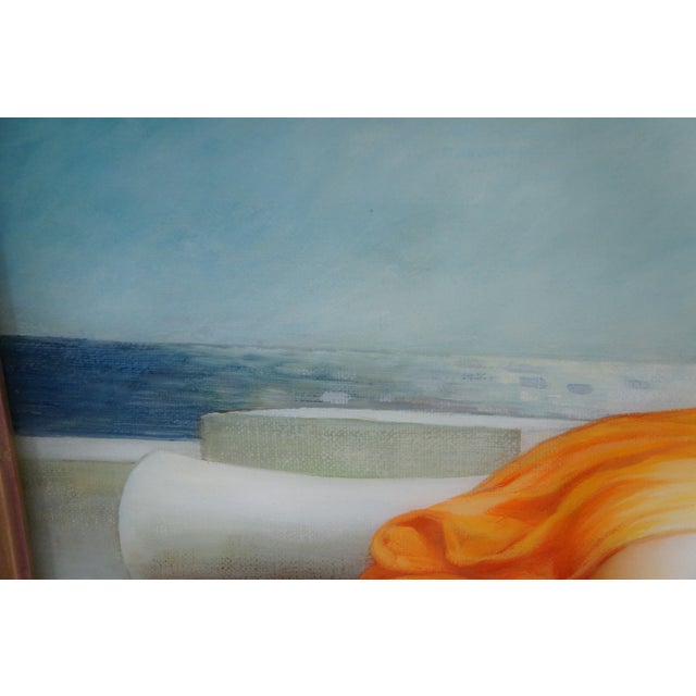 Mid 20th Century Flaming June Classical Aesthetic Oil Painting After Lord Frederic Leighton 43" For Sale - Image 10 of 12