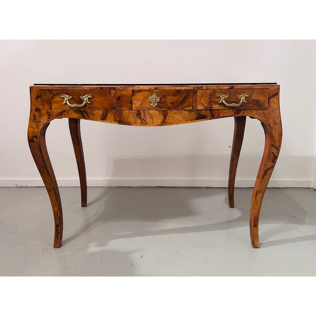 Brown 1950s Italian Olive Wood Bombay Petit Desk For Sale - Image 8 of 11