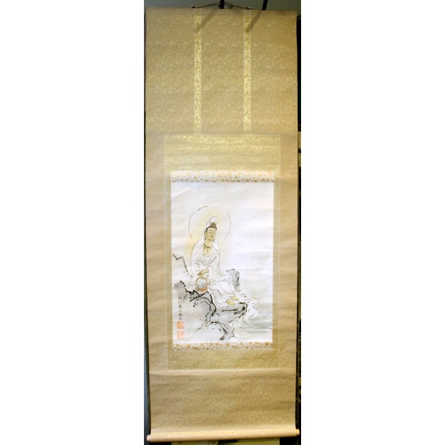 Japanese Silk Scroll of Gyoran Kannon For Sale In Portland, OR - Image 6 of 6