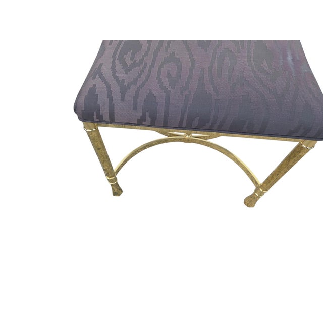 Vintage Italian Regency Brass Labarge Ottoman Footstool Vanity Bench Harden For Sale - Image 9 of 14