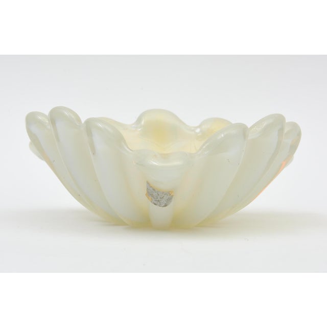 Metal Vintage Murano Opalescent Coastal Clam Shell Glass Bowl by Barovier E Toso, 1950's, Italy For Sale - Image 7 of 12