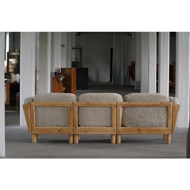 Gray Danish Modern Three-Seater Sofa in Pine and Lambswool, 1980s For Sale - Image 8 of 18