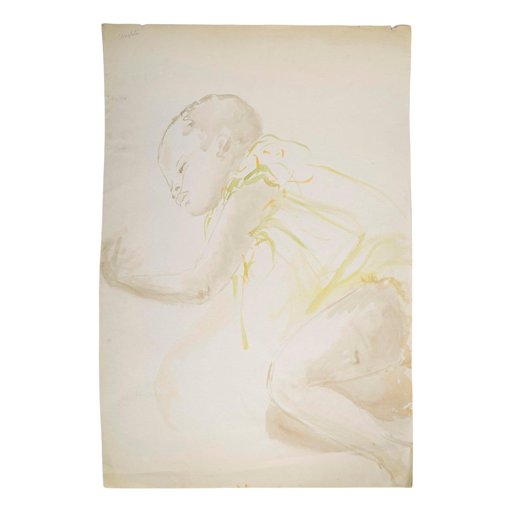 Evelyne Luez, Sleeping Baby in a Dress, 20th Century, Watercolour ...