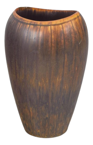 Stoneware Vase with Brown and Amber Running Glaze by Gunnar Nylund for Rörstrand