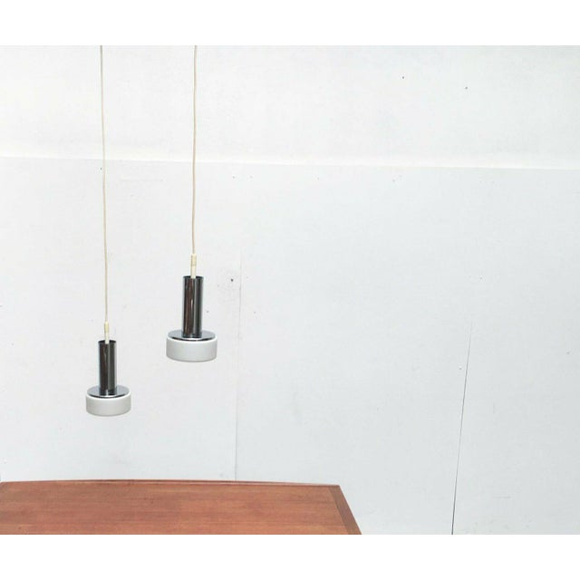Mid-Century Space Age German Model P105 Glass and Chrome Pendant Lamps from Staff, 1960s, Set of 2 For Sale - Image 13 of 18
