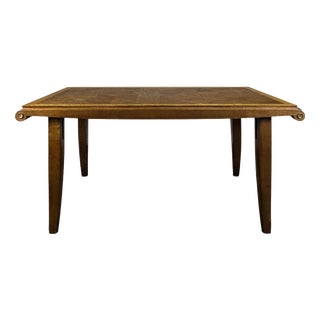 Extendable Oak Table with a Cube Marquetry Top, 1940s For Sale