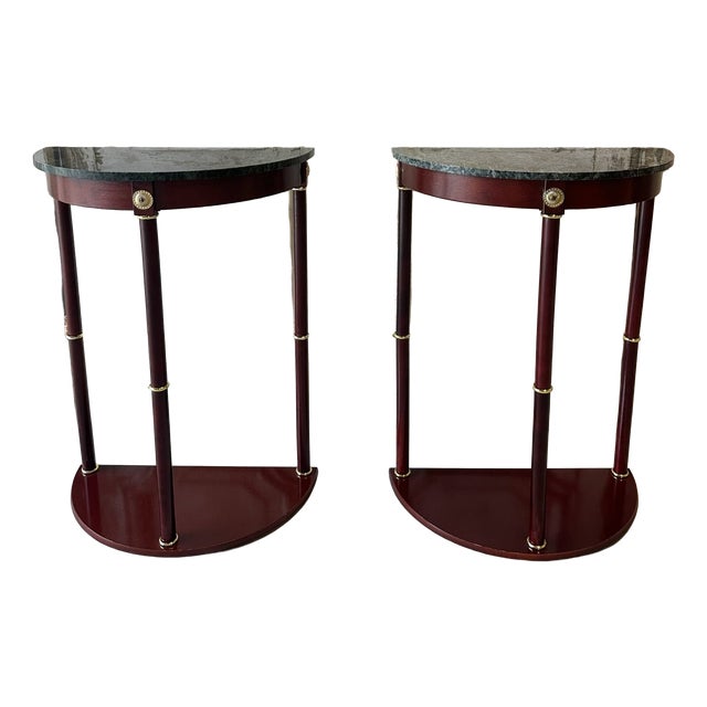 Empire Style Half-Moon Console Tables, 1990s, Set of 2 For Sale