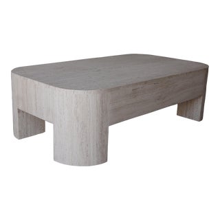 Rectangular Minimalist Travertine Coffee Table For Sale