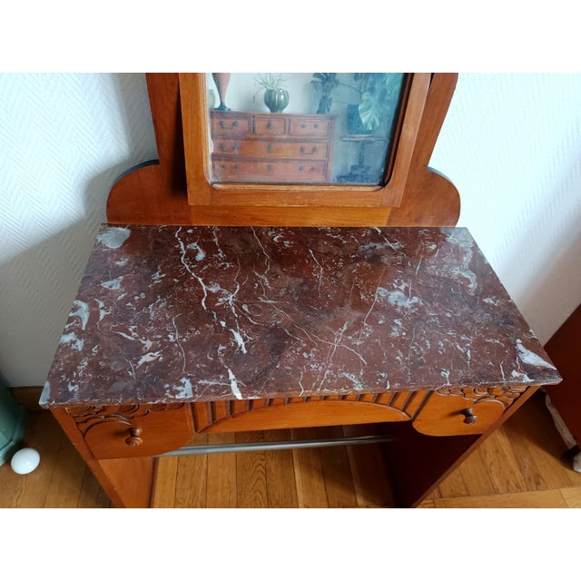 Art Deco Dressing Table in Wood and Marble, 1940s For Sale - Image 12 of 13