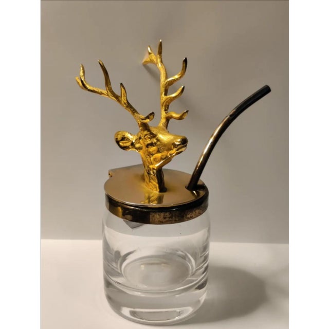 Metal Antique Ormolu Figural Stag Head Mustard Jar, Circa 1920 For Sale - Image 7 of 13
