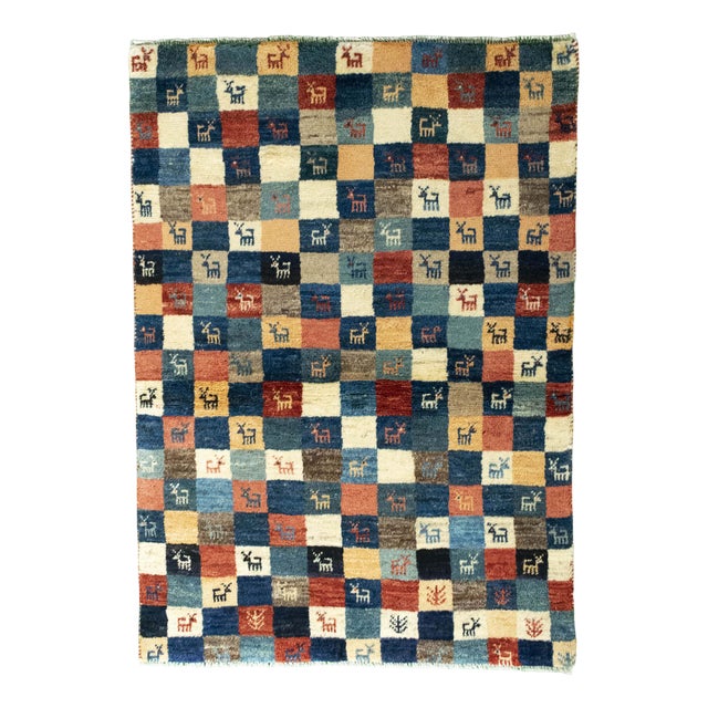 Hand-Knotted Gabbeh Nomadic Rug For Sale