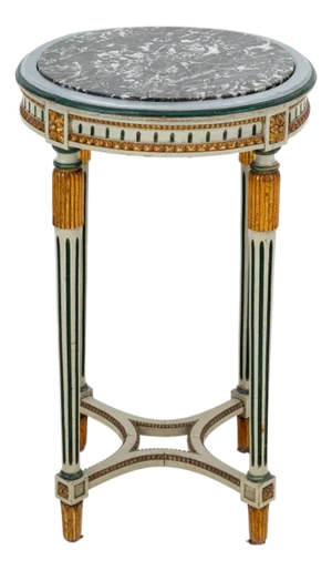 Louis XVI Style Marble Top Gilt Painted Lamp Table