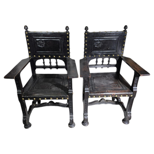 Set of Large 19th Century Castilian Armchairs, 1860