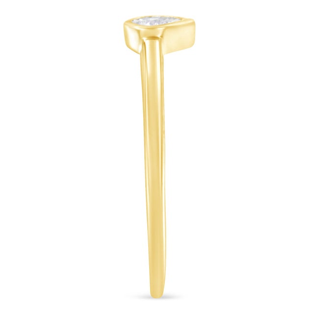 14K Yellow Gold Plated .925 Sterling Silver 1/20 Carat Diamond Teardrop Pear-Shaped Miracle Set Petite Fashion Ring (J-K Color, I1-I2 Clarity) Size 8 For Sale - Image 4 of 6