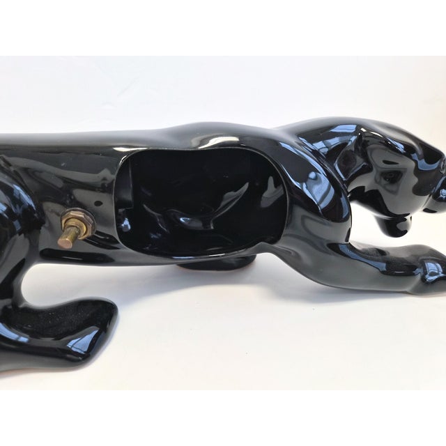 Ceramic 1950s Mid-Century Modern Black Panther Tv Lamp For Sale - Image 7 of 9